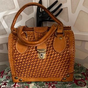 Tan Leather Woven Doctors bag by Sergio’s